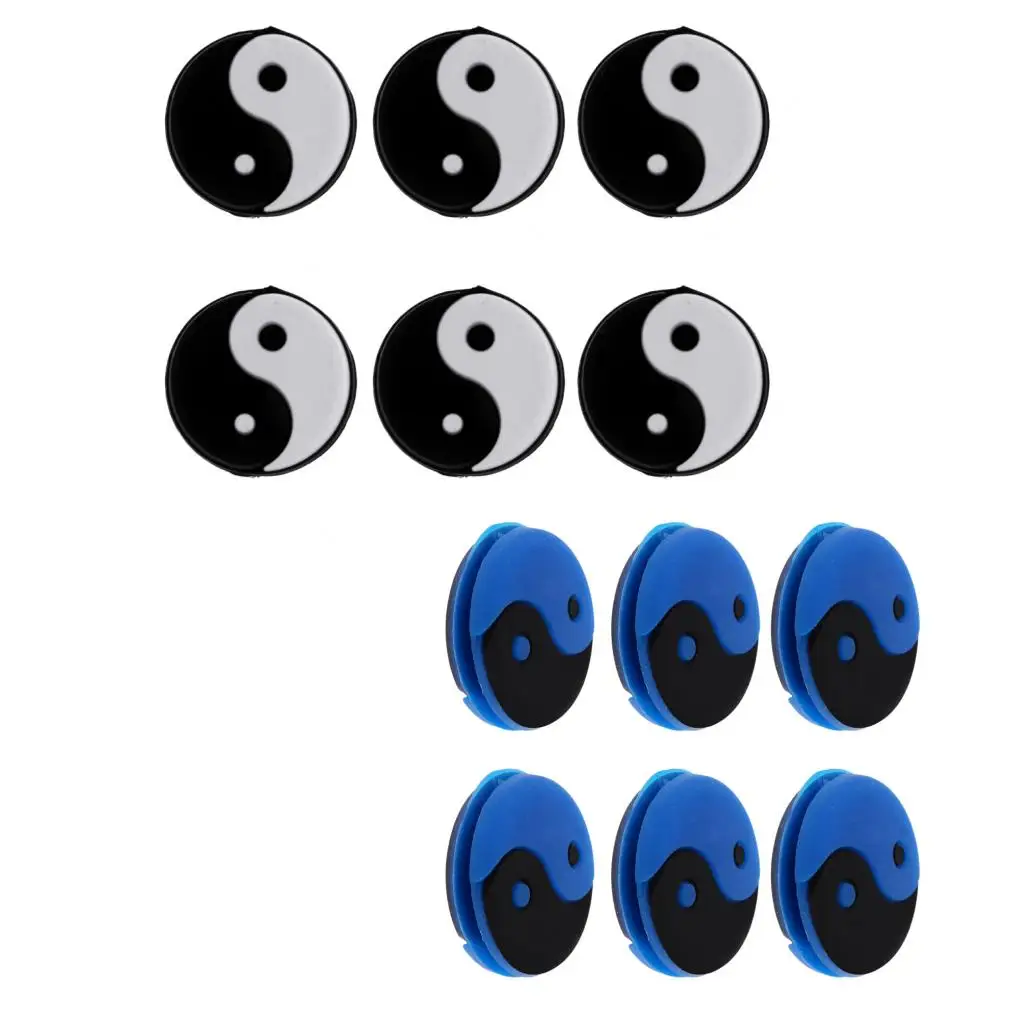 

Pack of 6 Yin and Yang Pattern Tennis Racquet Vibration Dampener Blue -