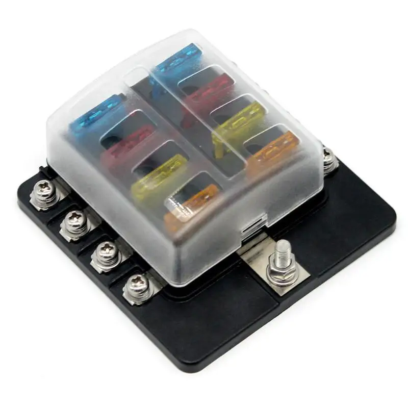 

8-Way Blade Fuse Box Fuse Block Holder with Fuses 12V 24V for Car Marine Blade Fuse Box with Cover