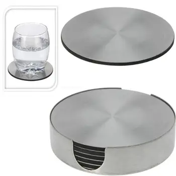

6Pcs/Set Stainless Steel Table Placemats Round Heat Insulation Mug Heat-resistant Beer Tea Cup Coaster Pad Table Mat Coasters