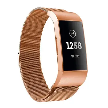 

Magnetic Milanese Stainless Steel Watch Band Strap Colorful Smart Band Accessories for Fitbit Charge 3 L/S