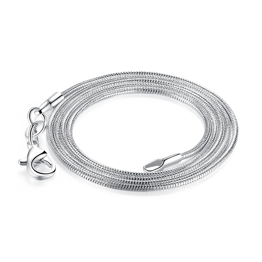 

Size 1.2MM Clavicle Snake Chain 925 Sterling Silver Plated Multi-size 10 to 30 Inch for Necklace Accessories with Jewelry Making