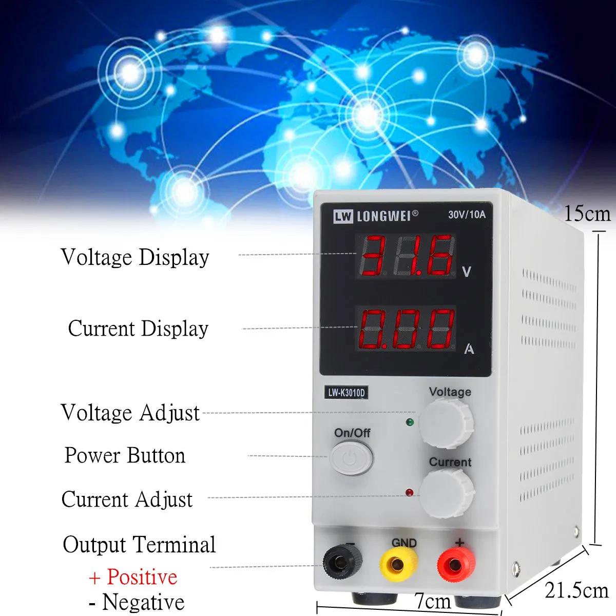  30V 10A 220V Adjustable Switching Regulator DC Power Supply K3010D Laptop Repair Rework 200-240V