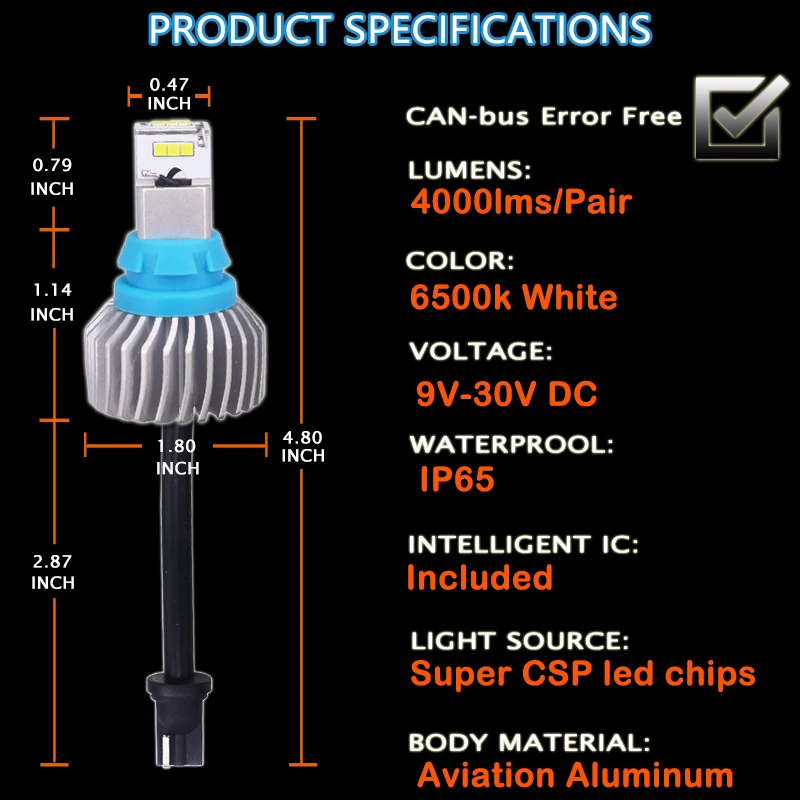 Светодиодный фонарик iJDM 6000K White на базе lusen W16W светодиодный CANBUS без ошибок 912 921 T15 12