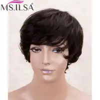6 Inch Short Bob Human Hair Wigs For Black Women 130% Density Brazilian Hair Remy Hair Full Machine Made Wigs Full End MS.ILSA