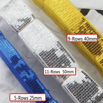 

2'' 50mm Sequin Lace Rioon 11 rows Beading Spangle Lace Trim DIY Hand Craft Sewing Dance Costume Decoration Tape Lace Fabrics