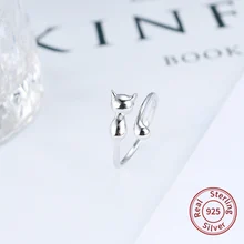 Новая мода 925 стерлингового серебра женские модные ювелирные изделия кошачий палец указательный украшения для пальцев хвост Открытое кольцо подарок для девочек zk40