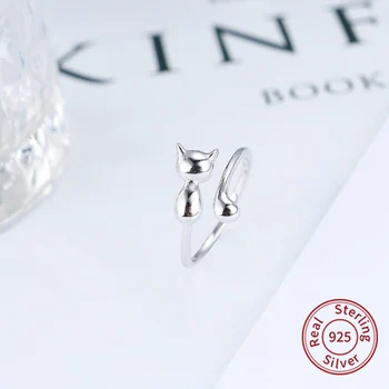 

New Fashion 925 Sterling Silver Women Fashion Jewelry Cat Finger Index Finger Jewelry Tail Ring Open Ring Girls Gift zk40