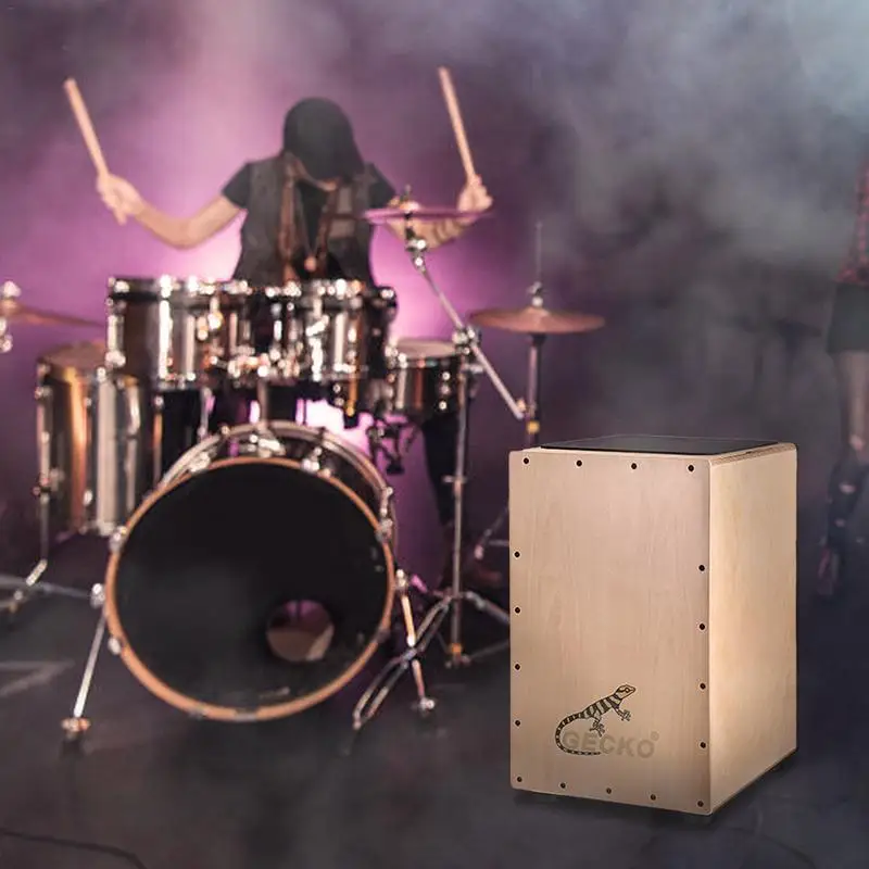 

Wooden Stringed Birch Drum Percussion Box Gecko Pattern Drummer Fashion New Music Instrument Concert Show Accessory