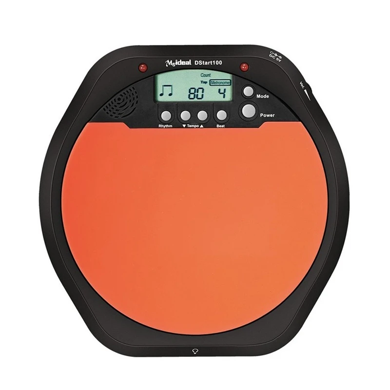 

ABGZ-Meideal New Portable DS100 Drums Electronic drum Training Pad Drum Tutor - Black + Orange Training Practice Metronome