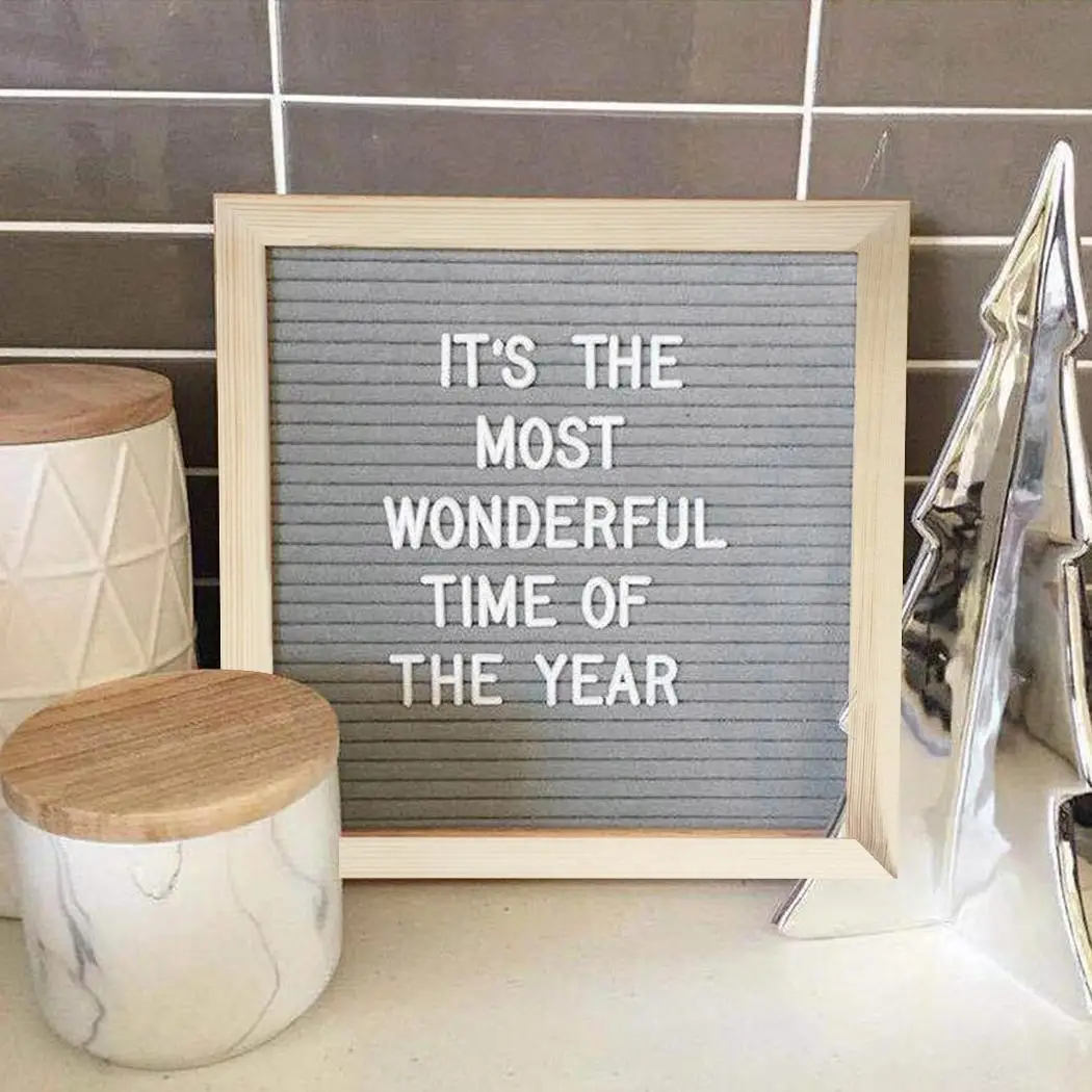 

New Beautiful Felt Letter Board Wooden Frame Changeable Symbols Numbers Characters Message Boards for Home Office with Alphabet
