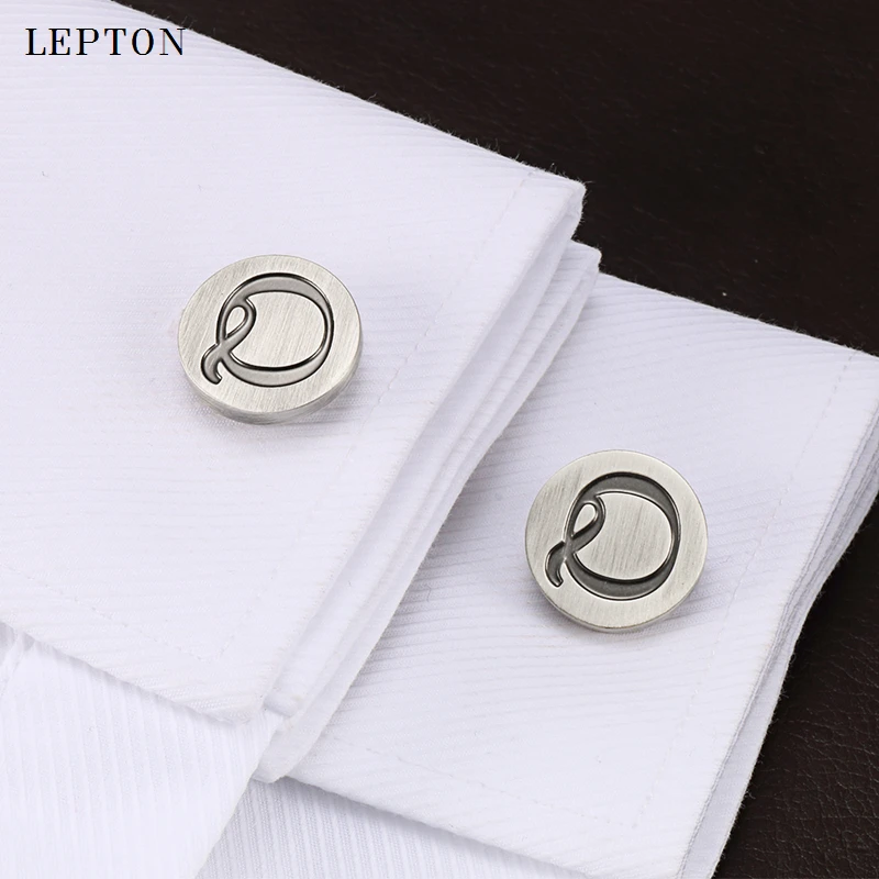 

Lepton Letters of an alphabet Q Cufflinks For Mens Classic Antique Silver Plated Letters Q cuff links Men shirt cuffs Cufflink