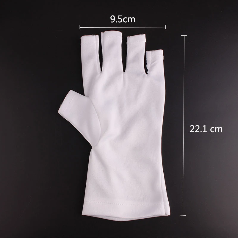 1 пара белых перчаток УФ-гель для дизайна ногтей советы анти-ультрафиолетовые открытые перчатки профессиональная защита УФ лампа гель лак Инструменты для ногтей