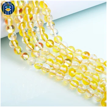 

JuleeCrystal 8mm Flash Shimmer Beads Round Synthetic Multicolor Flash Stone Crystal Loose Strand Beads