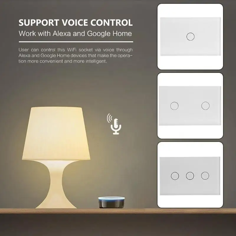 

For ALEXA/Google Home APP WiFi Remote Control Wall Light Touch Switch Panel