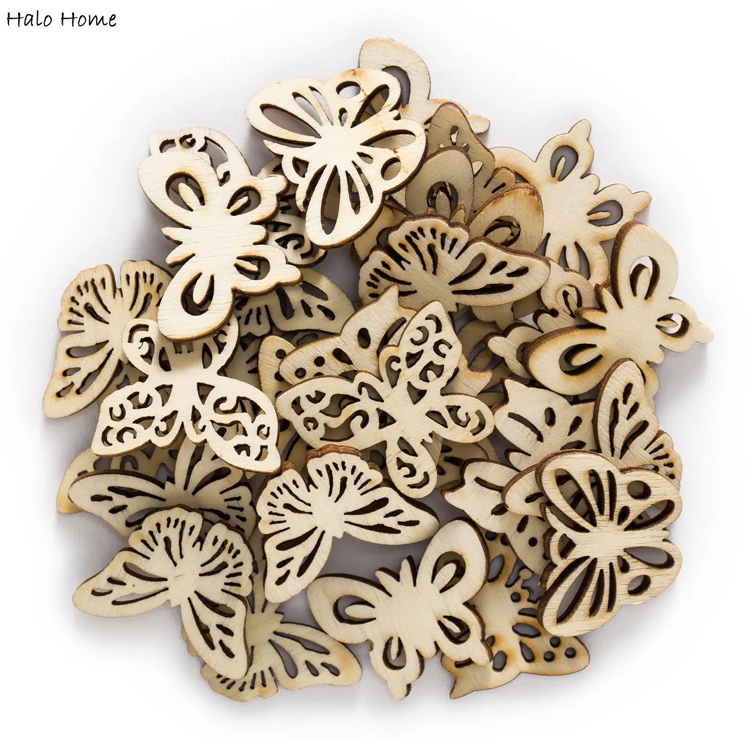 

30pcs Butterfly Wooden Chips for Scrapbooking Embellishments Festival Party Home Crafts Handmade Accessories Decor 32x25mm