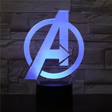 Marvel знак Мстители 3D настольная лампа капитан Марвел 7 цветов меняющийся ночной Светильник USB декоративные Детские игрушки Подарки 2433