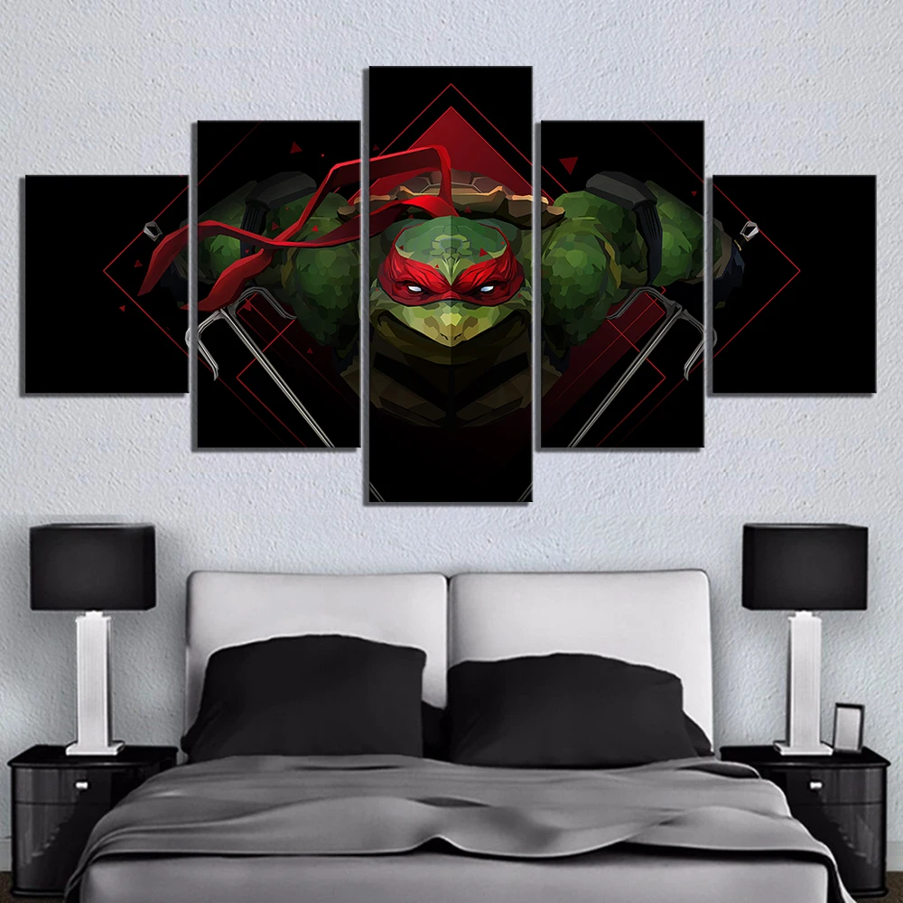 

5 Piece Mutant Ninja Turtle Figure Animation Canvas Printed Wall Pictures Home Decor For Living Room Poster Canvas Wholesale