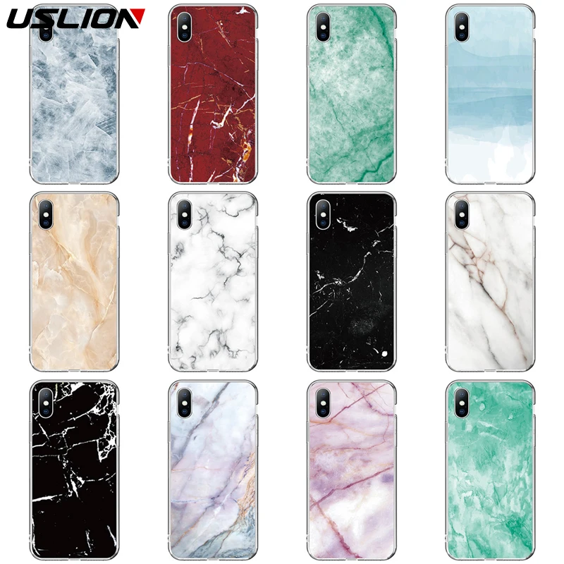 

USLION Granite Stone Texture Phone Case For iPhone 5 5s SE 6 6S 7 8 Plus XS Max X XR Luxury Marble Phone Cases Fashion Color Coe