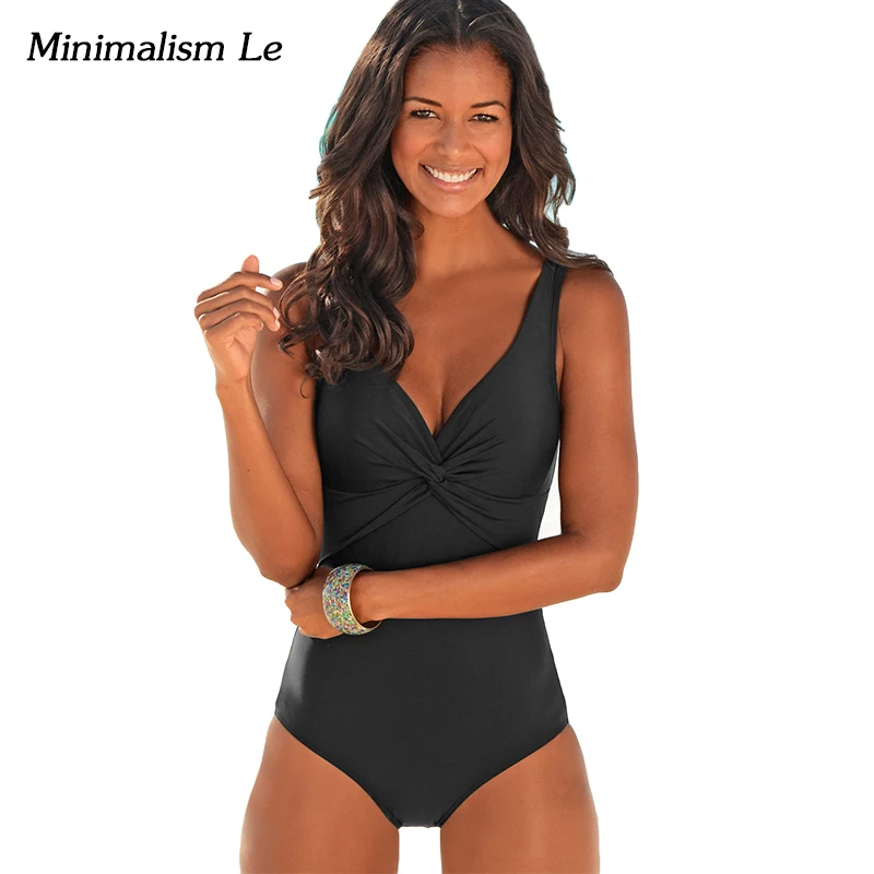 

Minimalism Le One Piece Swimsuit Sexy Solid Women Swimwear Monokini Deep V Backless Maillot Biquini Bathing Suits