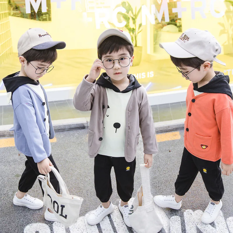 3pcs Fashion Boys Clothing Set Boys Hoodies Coat and Trousers Casual