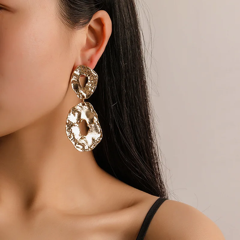 

Punk Style Geometric Metal Stud Earring for Women Statement Ear Pendant Aretes De Mujer Modernos