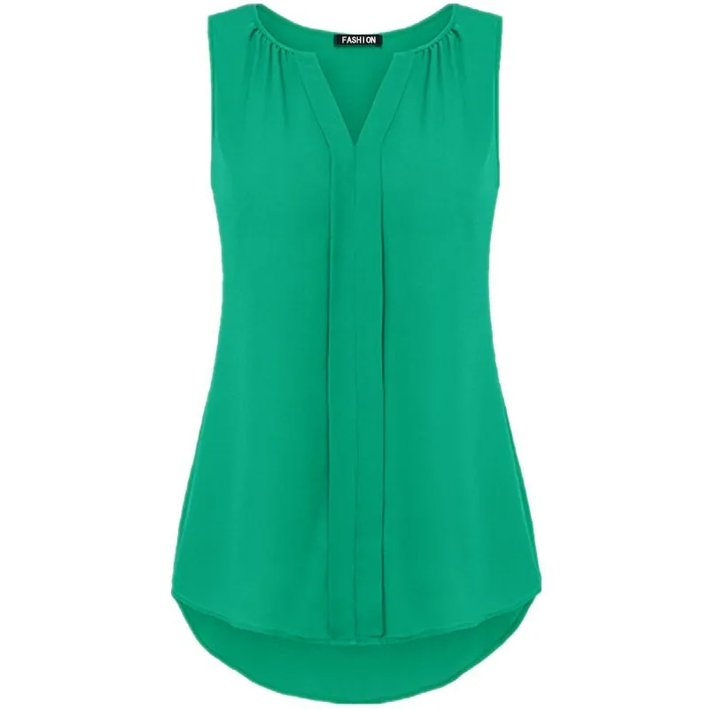 

new summer women's clothing chiffon blouses v-neck shirts european women's blouses s-6xl size women's summer shirts sleeveless