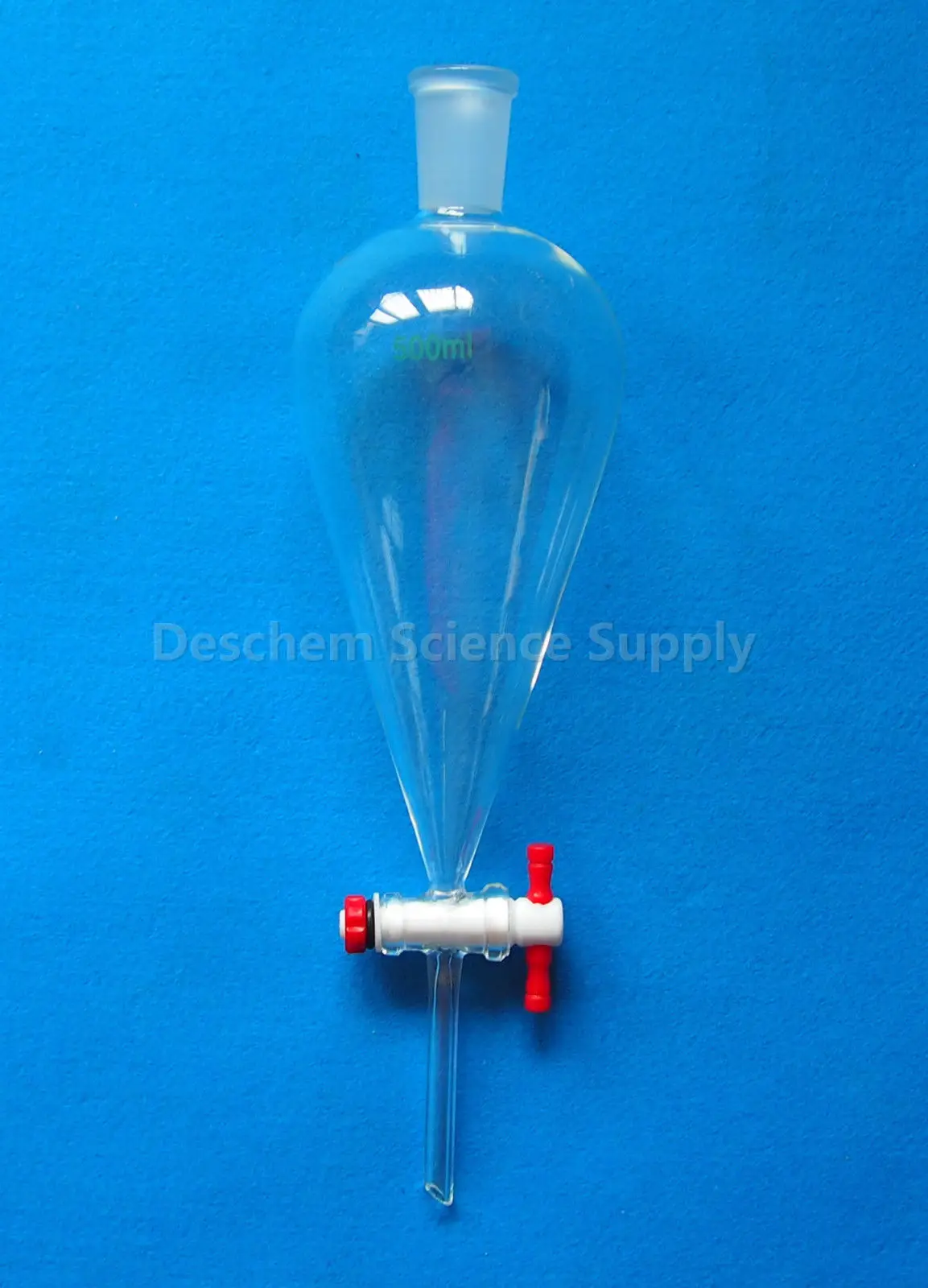 500ml,24/40, 유리 분리 깔때기, 배 모양, PTFE 마개, 스트레이트 드롭 튜브