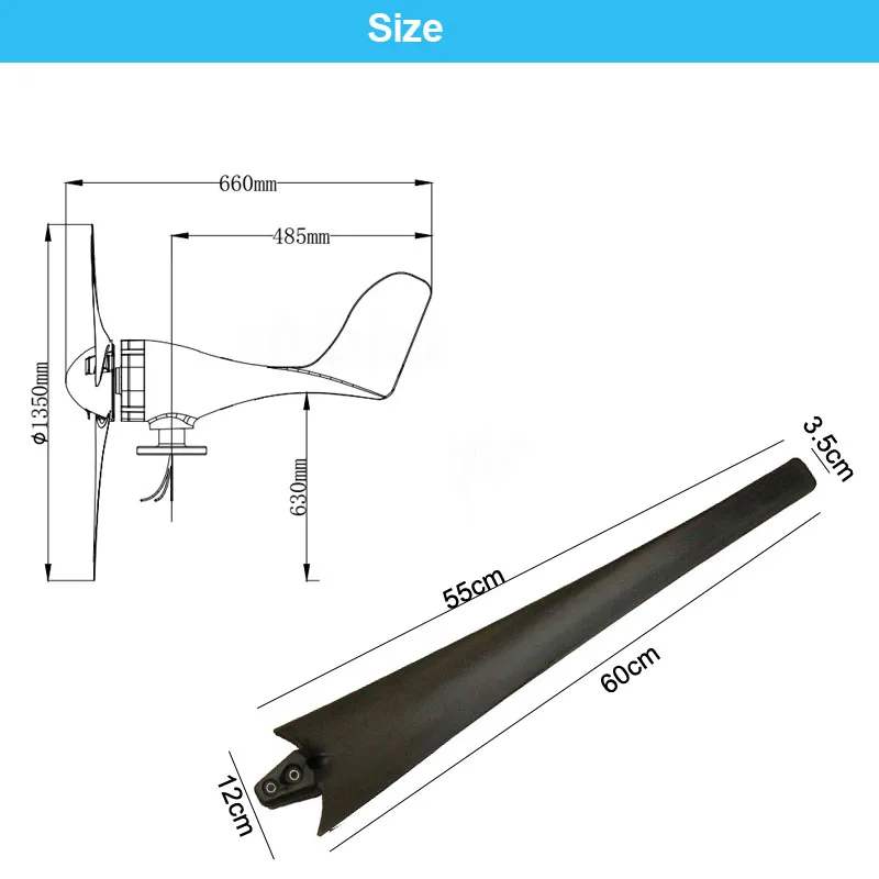 1200W 12 V/24 V В комплект входят 3 лезвия горизонтальная ветровая Мощность турбины генератора домашние ветровые турбины для домашнего использования для дома