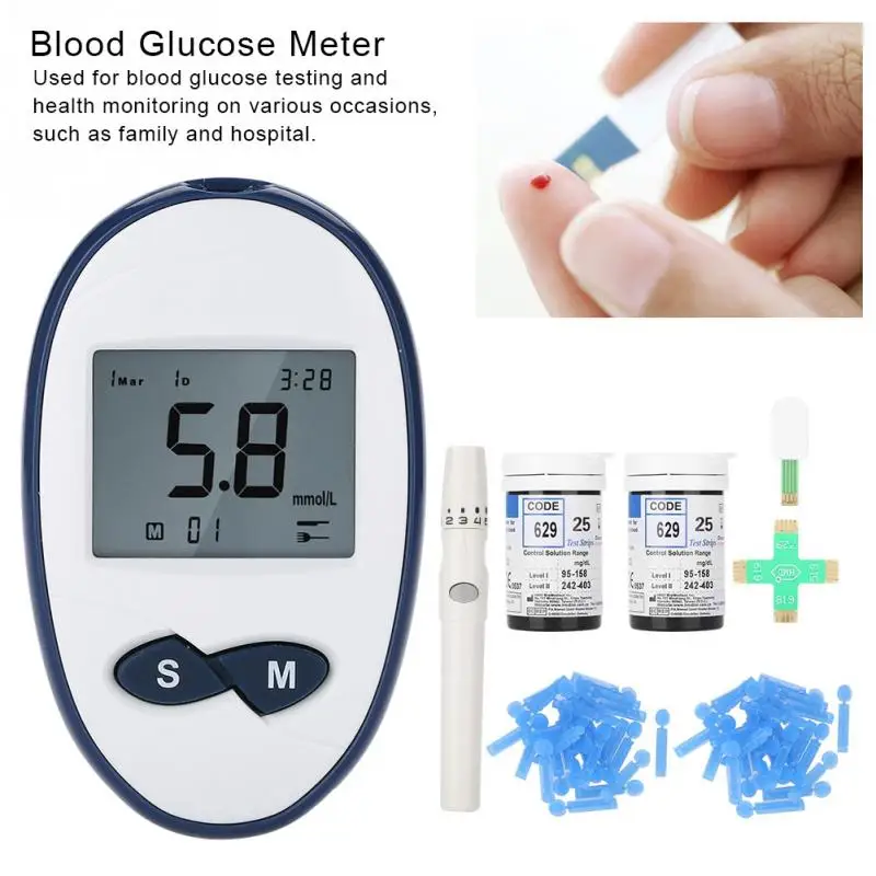 Blood Glucose Meter Kit Glucometer Blood Glucose Monitoring with Test...