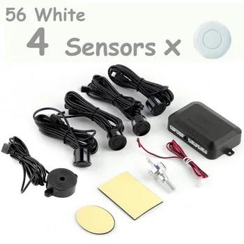 

Car Parking Sensor Parktronics with 4PCS Black Silver White Black Blue Red 22MM Sensors Reverse Backup Radar Sound Buzzer Alarm