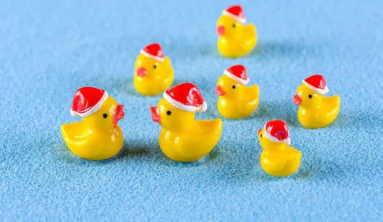 5 шт./компл. Kawaii Маленькая желтая Рождественская украшение утки мини Смола