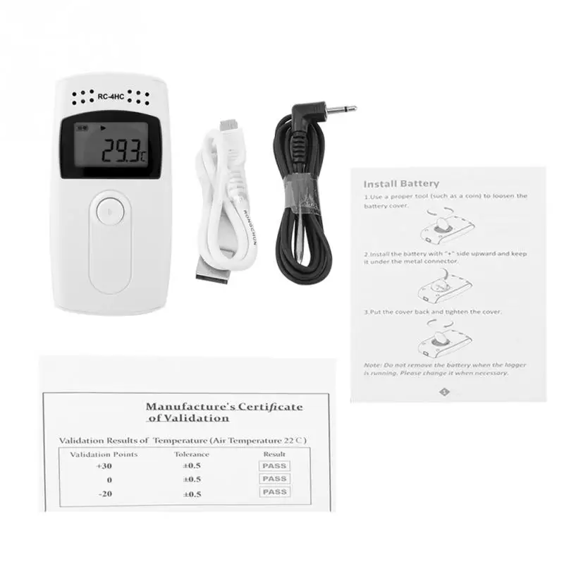 

Temperature Humidity Data Logger RC-4HC Resueable Mini Recorder USB with External Sensor High Accuracy Temperature Logger NEW