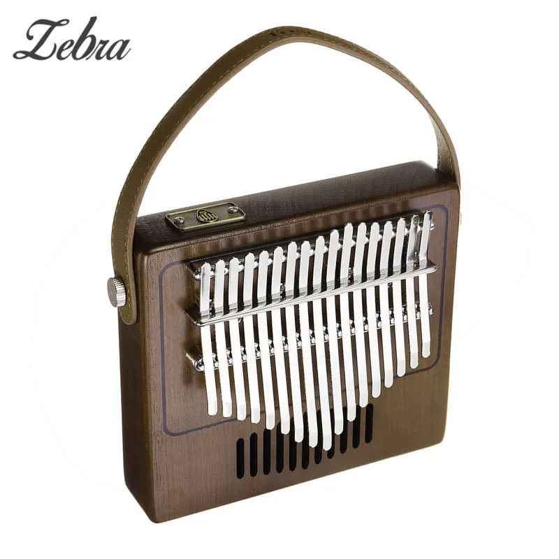 

Zebra 17 Key Portable Finger Kalimba Mbira Thumb Piano Keyboard Walnut Wood Musical Instrument with Bag+strap+Tuning Hammer