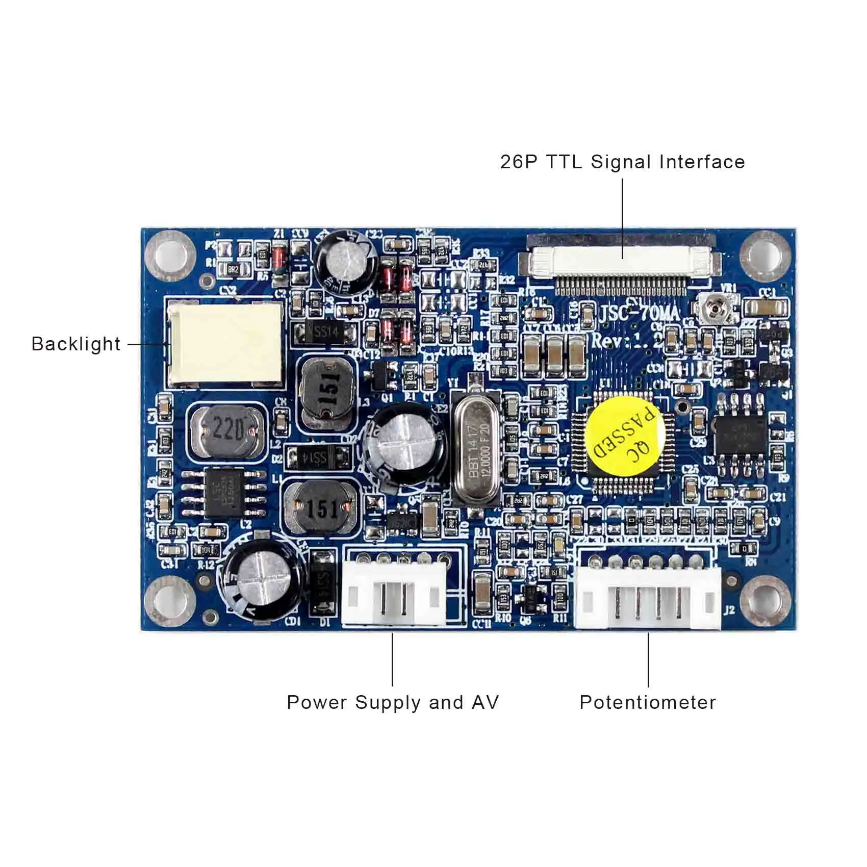 For 7inch LCD Screen CVBS input Controller Board For 26Pin TTL interface LCD Screen HSD070I651 AT070TN07 480x234 Resolution