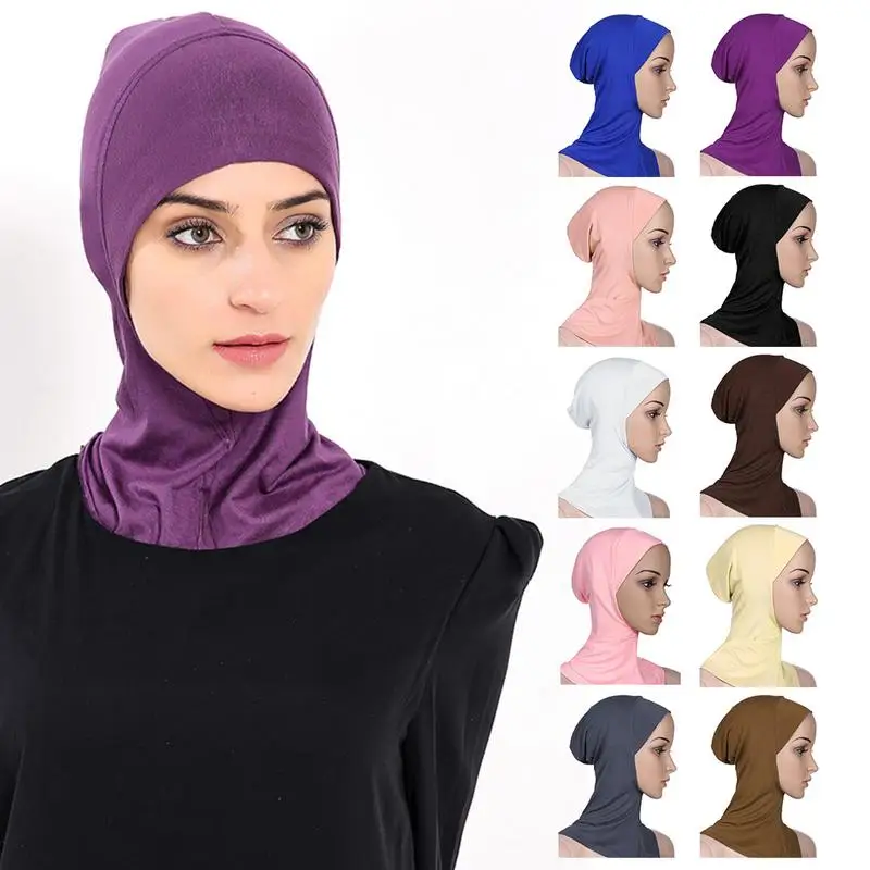 

Muslim Style Adjustable Women skullies beanies Headscarf Sunscreen Modal Cotton Round Mouth Hui People Bottoming Hat Cap beanie