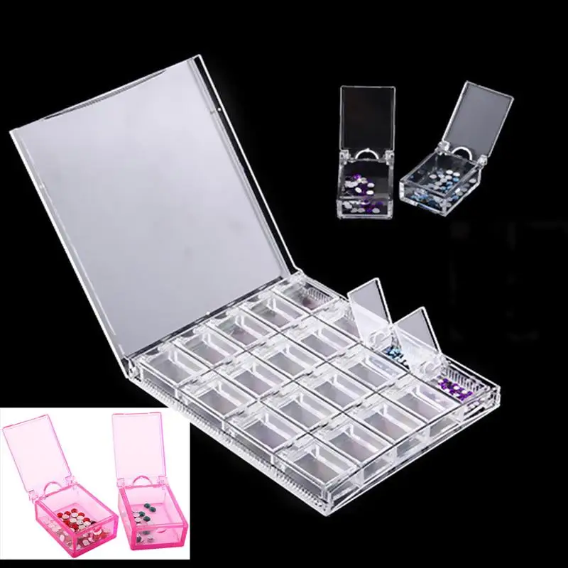 

20 Grids Jewellery Box Organizer Storage Container With Removable Dividers Nail Art Rhinestone Diamonds Earrings Display Case