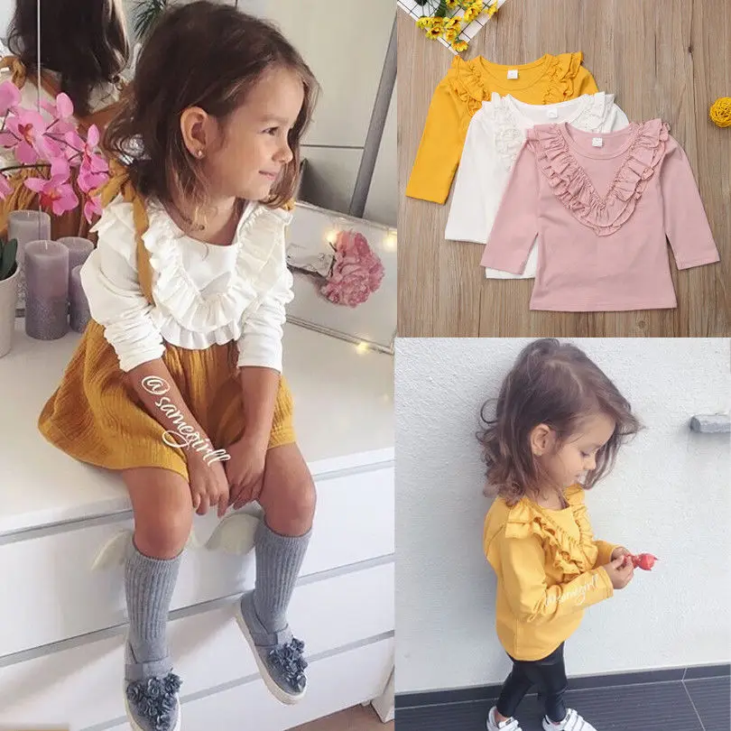 

Brand NEW Kids Baby Girl Vintage Ruffled Collar Cotton Long Sleeve Tops T Shirt Lovely Baby Clothes