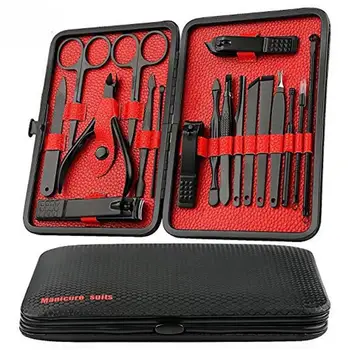 

18/15 Pcs Nail Clipper Cutter Kit Ear Pick Finger Toe Manicure Set Trimmer Pedicure Scissors Tweezer Knife Nails Tool With Case