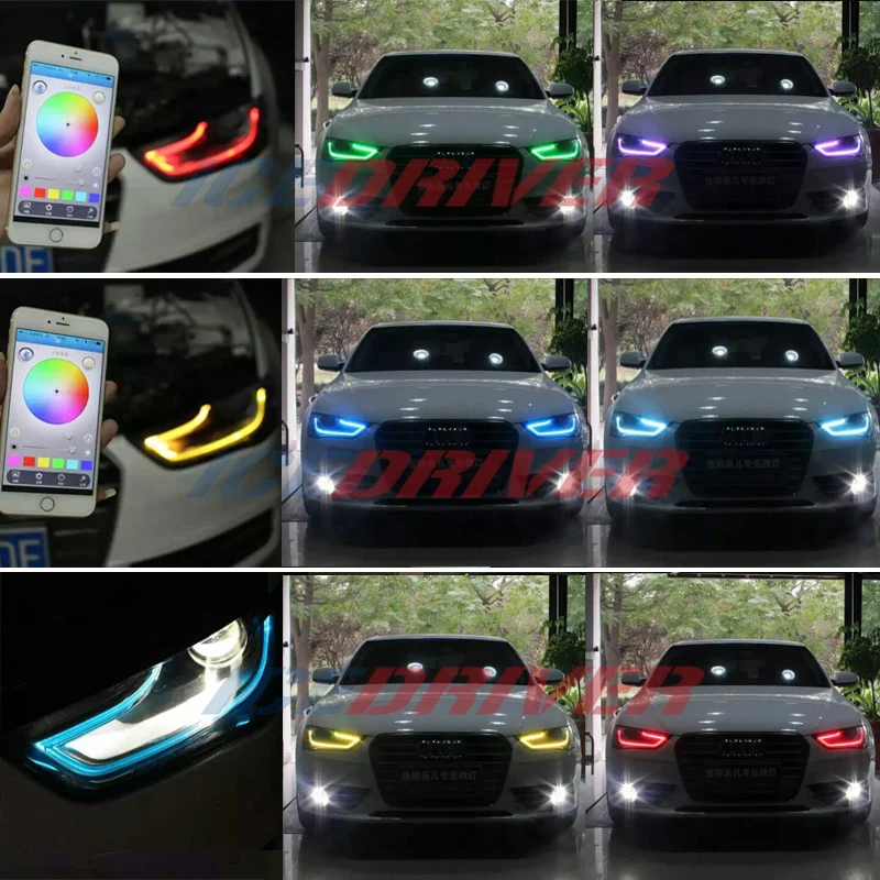 Icedriver для AUDI A4 S4 DRL RGB многоцветный светодиодный панели 2013- дневные ходовые огни красный синий Демон освещение для глаз лампы