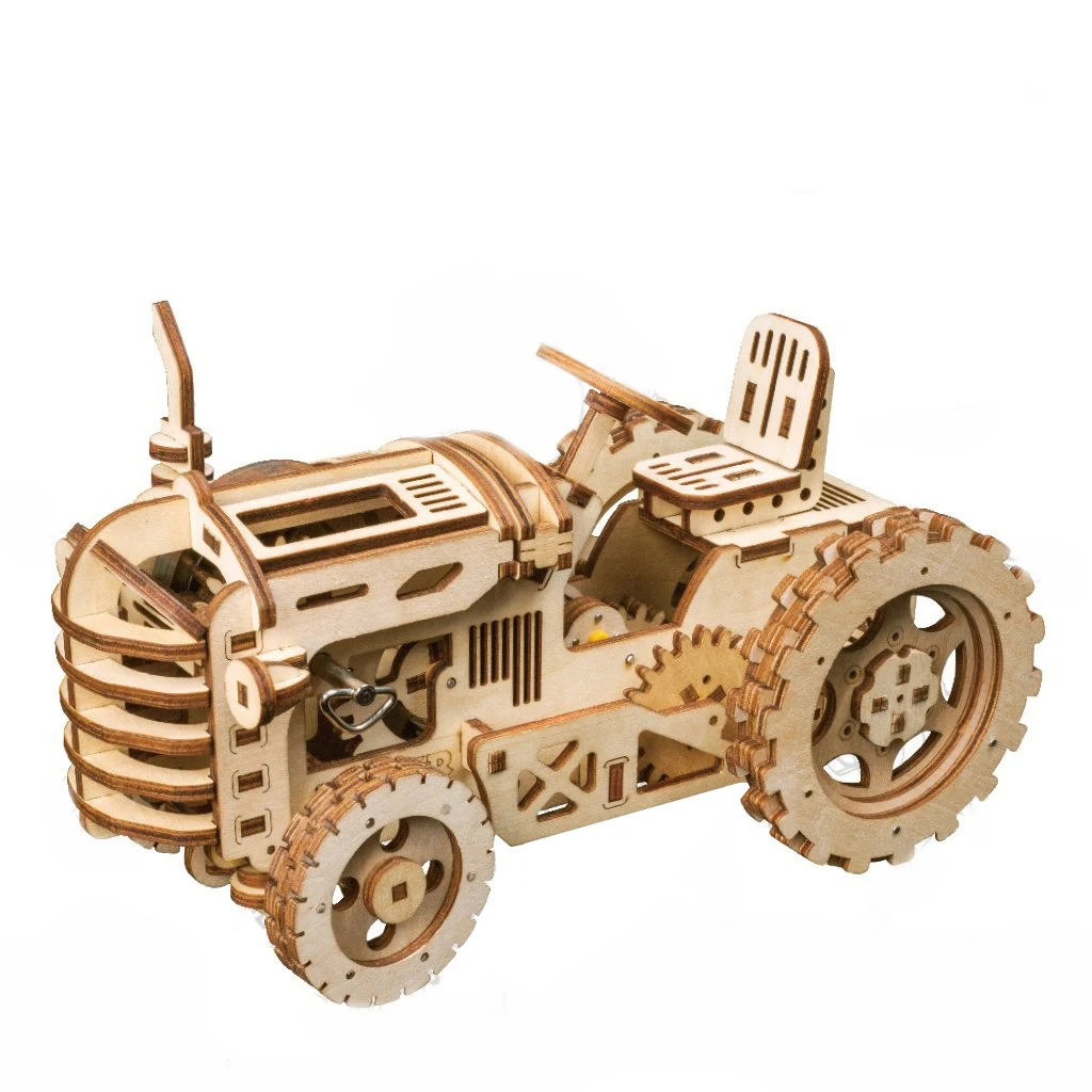 

Robotime Creative DIY Gear Drive Tractor 3D Wooden Model Building Kits Toys Hobbies Gift For Children Adult LK401