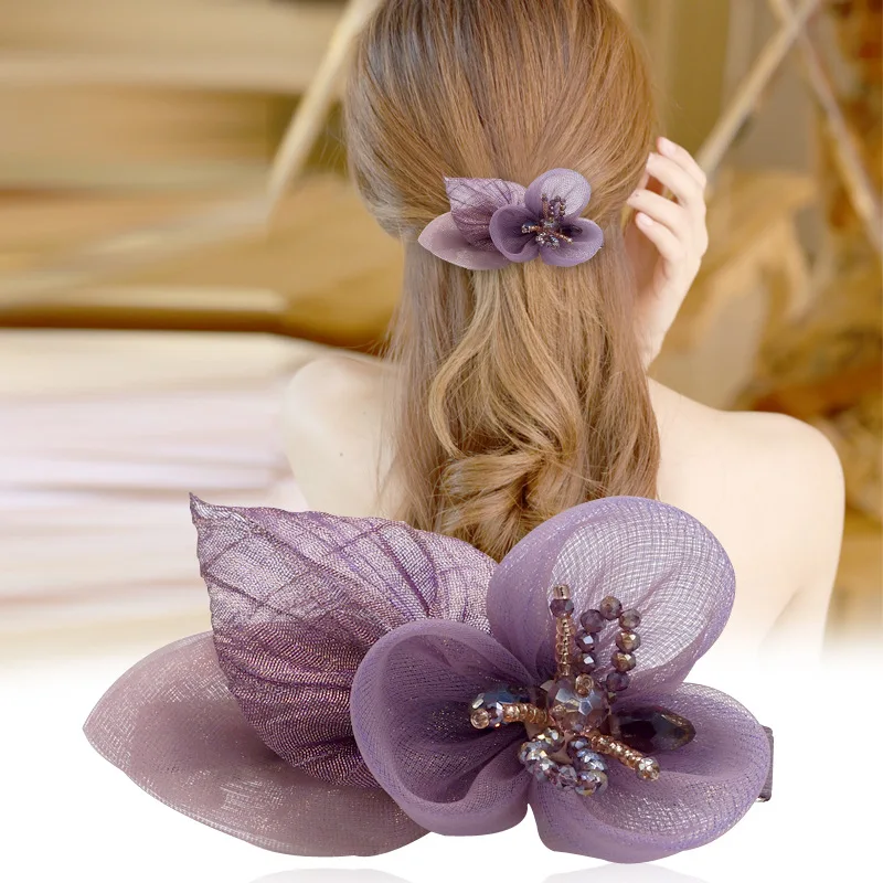 

Handmade Fabric Flower Hairpins Women Girl Juan Yarn Barrettes Sweet Floral Hair Accessories Beauty Female Hair Clips Hairgirps