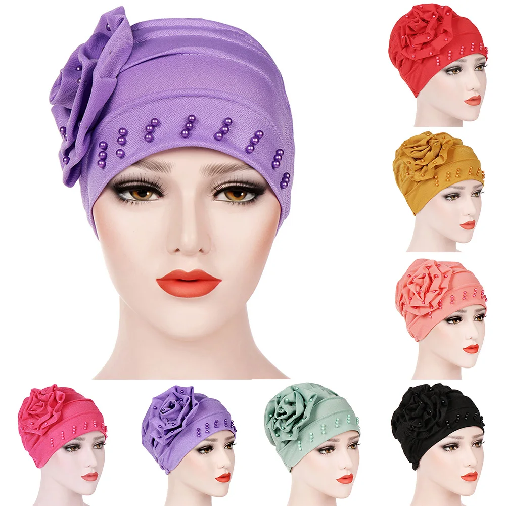

Women New Style Ruffled Big Flower Scarf Cap Muslim Head Wrap Chemo Turban Ladies Bandanas Hair Accessories