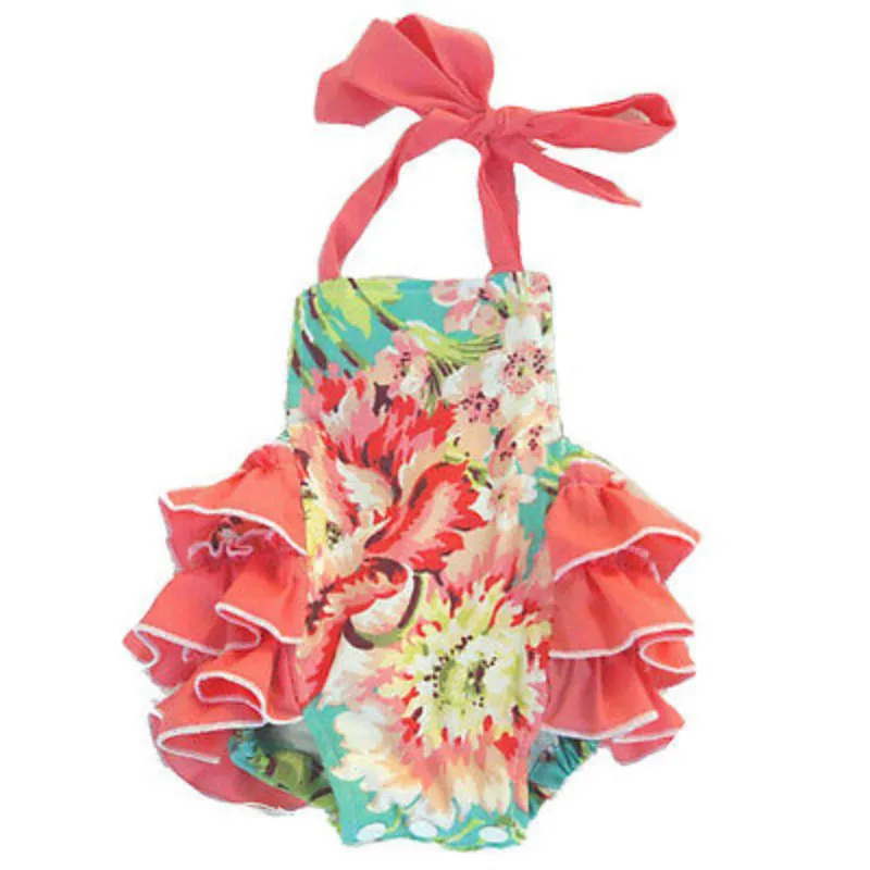 

Infant Newborn Baby Girls Kids Ruffles Halter Floral Cotton Backless Romper Playsuit Jumpsuit Sunsuit Outfit Summer Clothes NEW