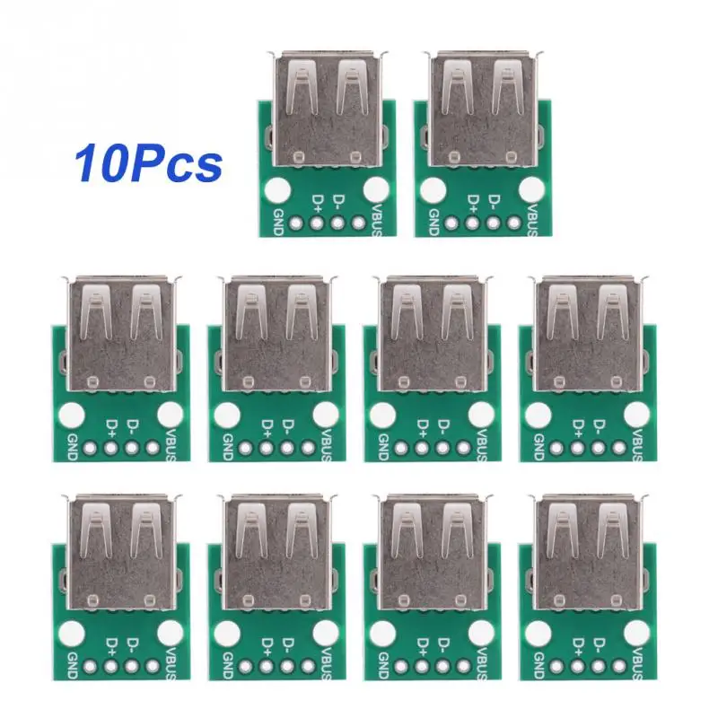 

10Pcs USB Type A Female Socket Breakout Board 2.54mm Pitch Adapter Connector DIP Tool