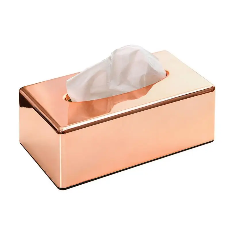 

Towel Rack Elegant Rose Gold Car Home Rectangle Shaped Tissue Box Container Towel Napkin Tissue Holder Kitchen Paper Storage Box