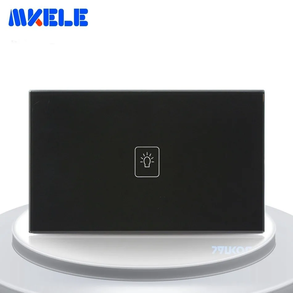 US Standard Touch Switch Black Crystal Glass Panel 1 Gang Way Light Screen Wall Socket For Lamp | Обустройство дома