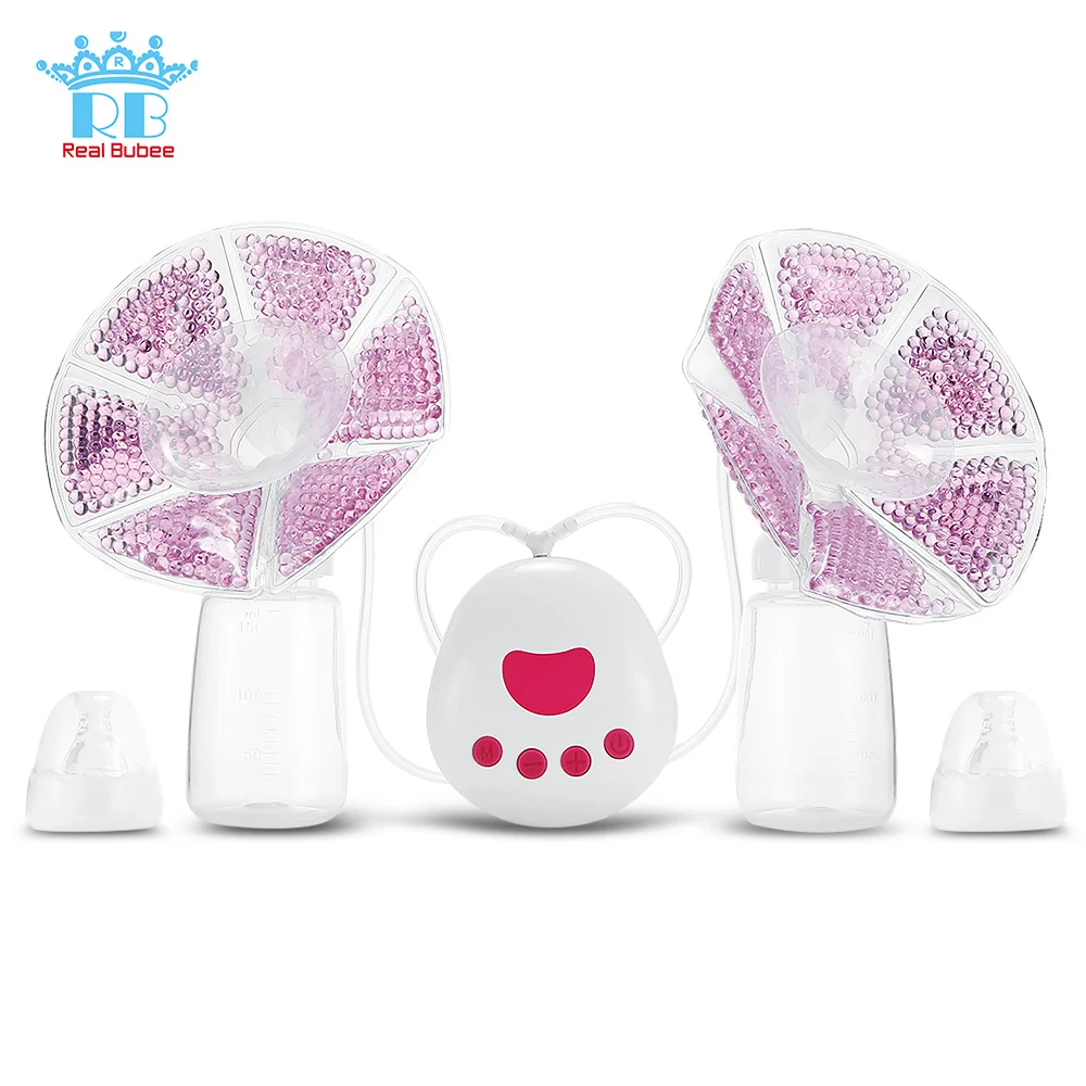 

Real Bubee 2 In 1 Double Single Electric Breast Pump USB Silicone Baby Breast Pumps For Mother With 150ml Baby Feeding Bottle