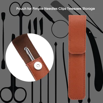 

Portable PU Leather Pouch for Pimple Needles Clips Tweezers Storage Multifunctional Needles Organizer Sheath
