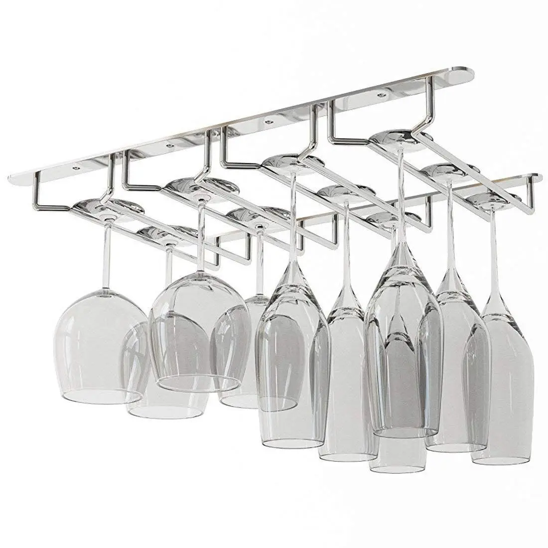 

Under Cabinet Stemware Wine Glass Holder Storage Rack 13.5 Inch Deep