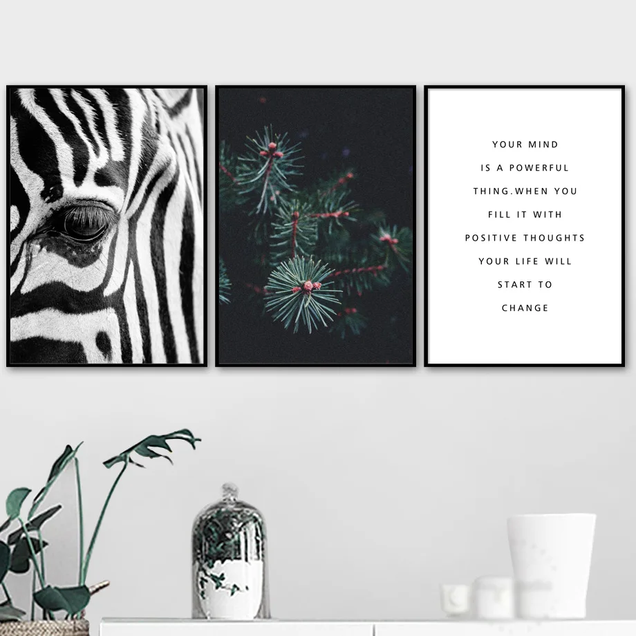 

Zebra Pine Branch Quote Wall Art Canvas Painting Nordic Posters And Prints Canvas Art Animal Wall Pictures For Living Room